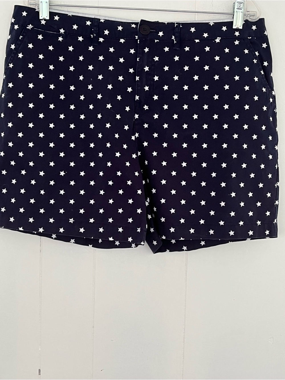 Caribbean Joe Patriotic Navy White Star Print Cotton Shorts Size 14